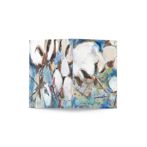 Vintage Cotton Collage with Denim Blue Greeting card