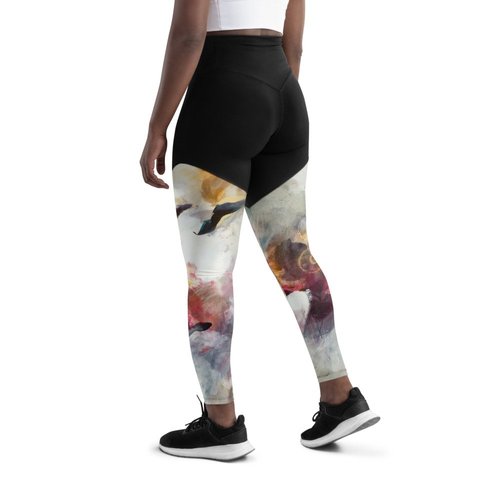 Abstract Cotton Sports Leggings