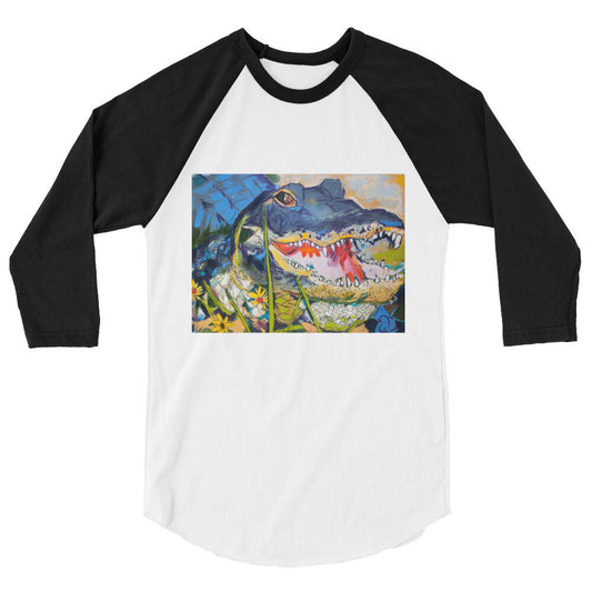 Gator with Wildflowers 3/4 sleeve raglan shirt