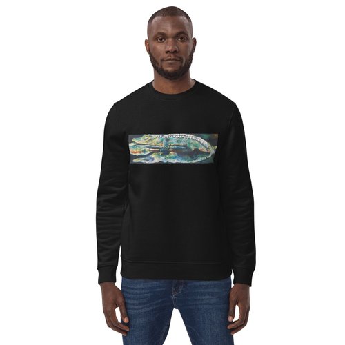 Psychedelic Gator with Reflection Unisex eco sweatshirt