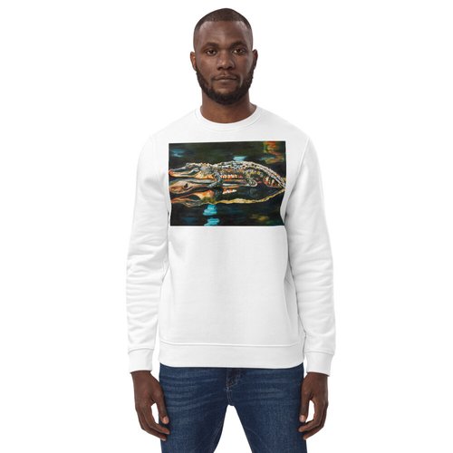 Gator on Log with Reflection Unisex eco sweatshirt