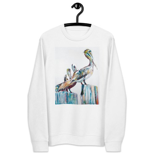 Bold Pelicans in the Fog Unisex eco sweatshirt