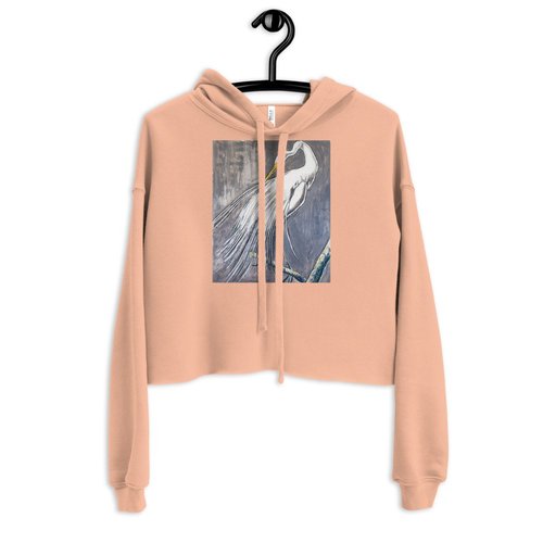 Great White Egret on a Limb Crop Hoodie