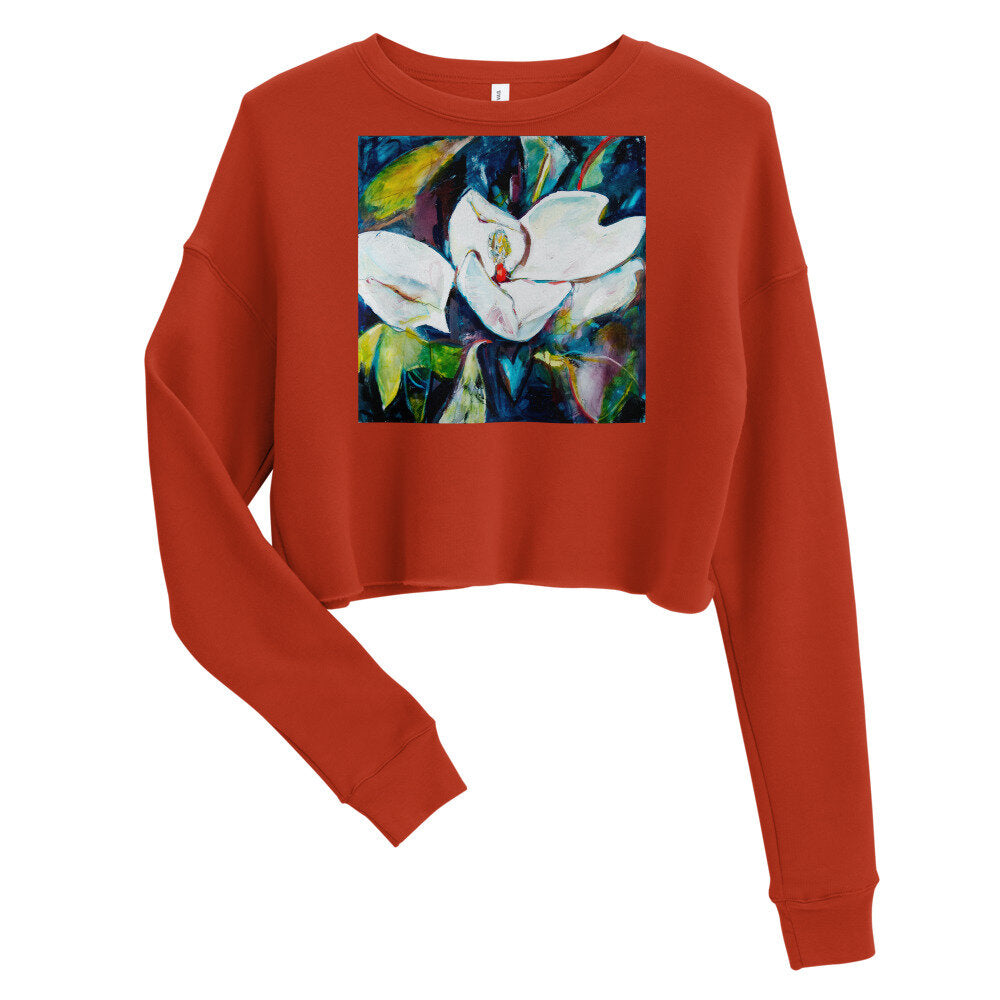 Magnolia with Painted Bunting Crop Sweatshirt