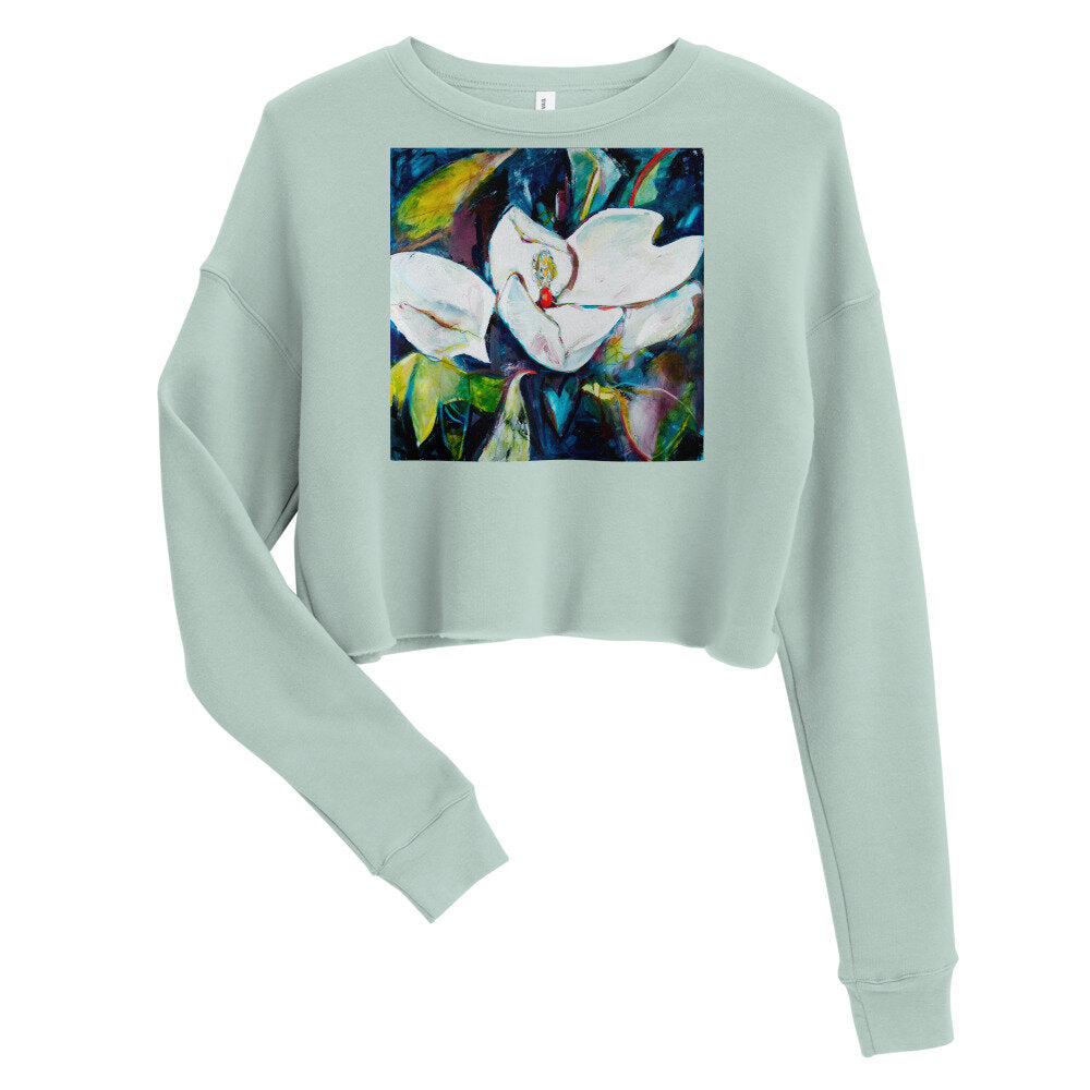 Magnolia with Painted Bunting Crop Sweatshirt