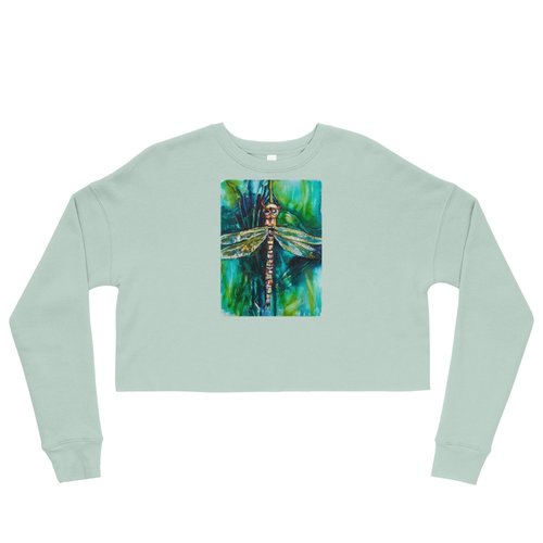 Green Dragonfly Crop Sweatshirt