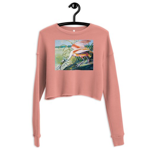 Roseate Spoonbill in the Marsh Crop Sweatshirt