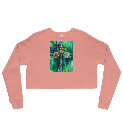 Green Dragonfly Crop Sweatshirt