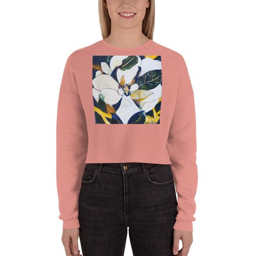 Navy Magnolia Crop Sweatshirt