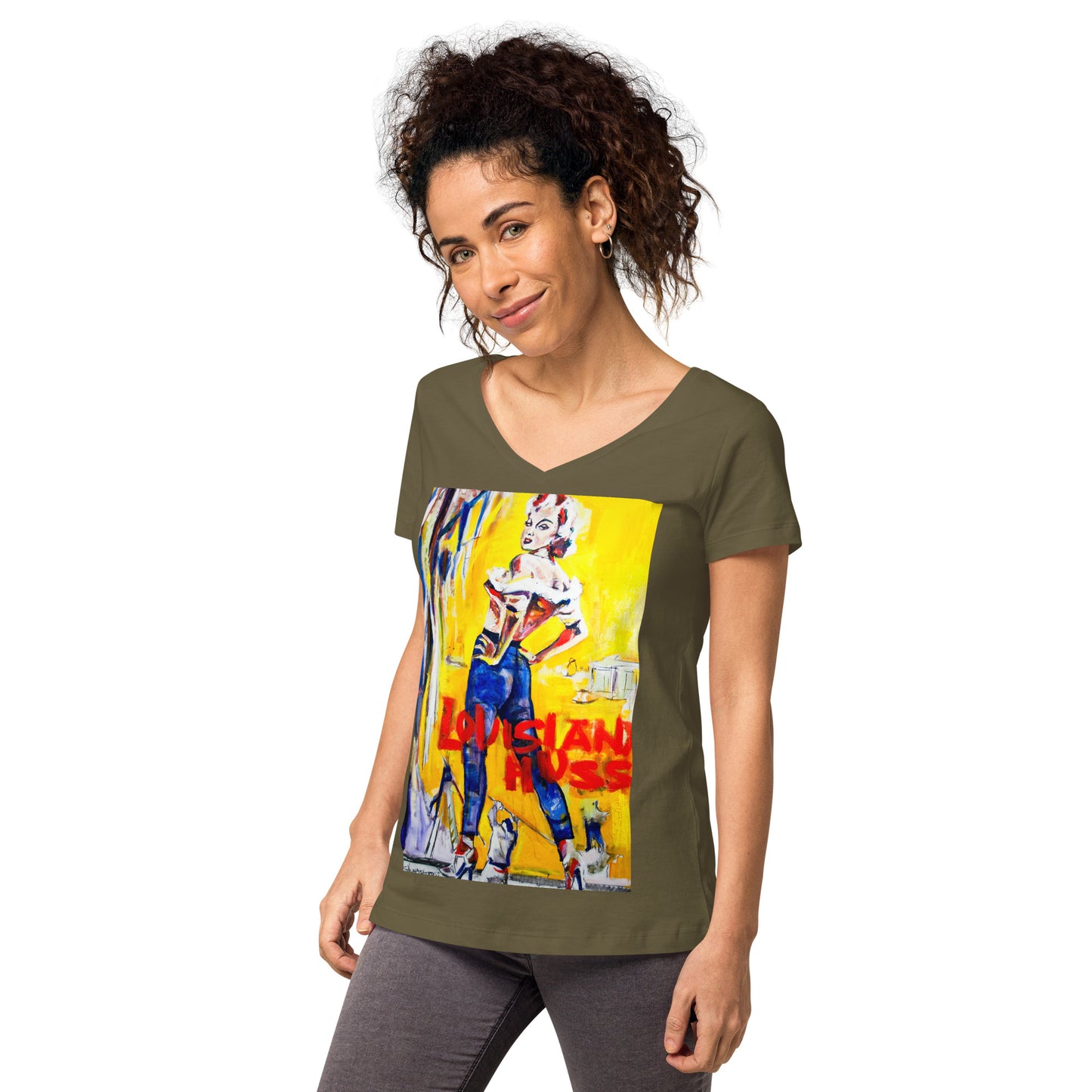 Louisiana Hussy II Women’s fitted v-neck t-shirt