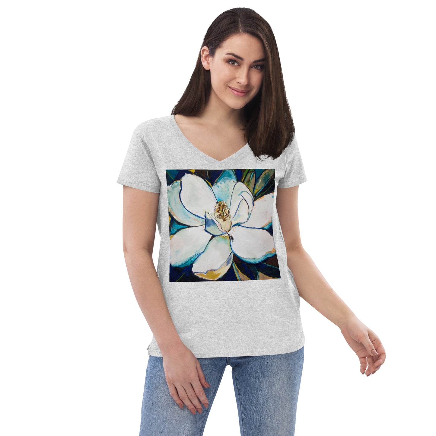 Indigo Magnolia Women’s recycled v-neck t-shirt